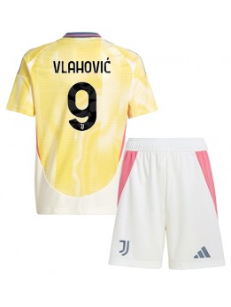 Juventus Dusan Vlahovic #9 Auswärts Trikotsatz für Kinder 2024-25 Kurzarm (+ Kurze Hosen)